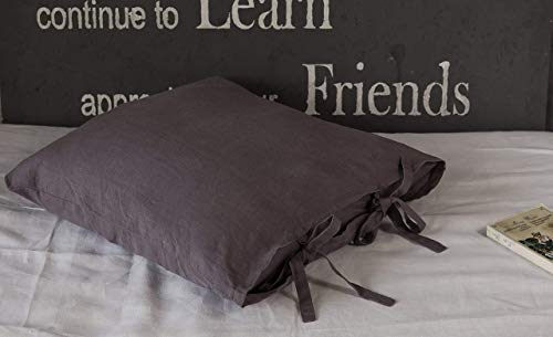 Natural Linen Pillow Sham with Ties - Standard, Queen, King, Euro Sizes - Natural, White, Grey, Pink, Blue Colors