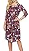 Womens Dresses 3/4 Sleeve Round Neck Floral Casual Swing Midi Dress with Pockets Rose Red M