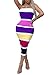 Ophestin Womens Off Shoulder Tube Stripe Print Bodycon Party Long Midi Pencil Dress