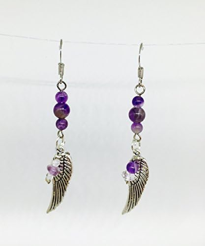 Amethyst Gemstone Angel Wing Earrings//February Birthstone