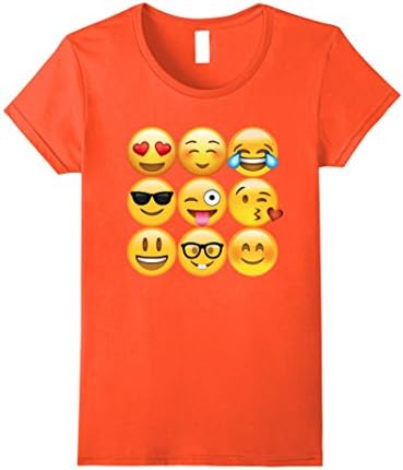 Womens Emoji Shirt Large Orange
