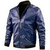 Pimp City Clothing Men's Dark Blue Vegan Leather Motorcycle Jacket