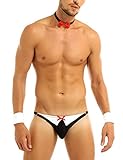 MSemis Sexy Men's Butler Lingerie Tuxedo Bow Tie Bikini Briefs Gentleman Costume Outfits Black Medium (Waistline 28