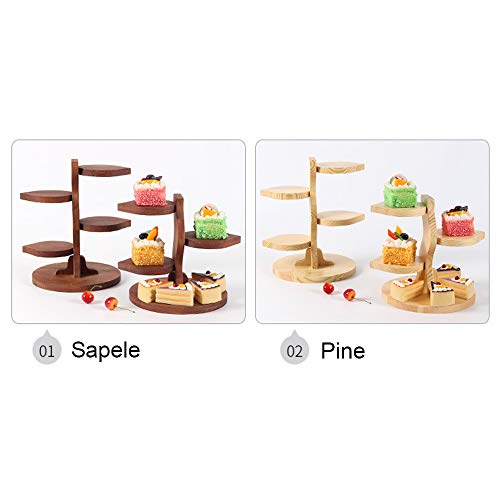 image for HEFUTE 5 Tier Premium Wood Cake Display Stand Tower Cupcakes Dessert H