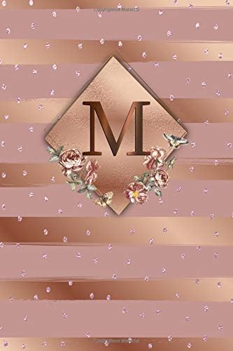 M: Cute Initial Monogram Letter M Dot Grid Bullet Notebook. Nifty Girly Personalized Journal & Diary with Dotted Grid Pages - Glossy Rose Gold Metallic Floral Cover Paperback – 23 Feb 2019