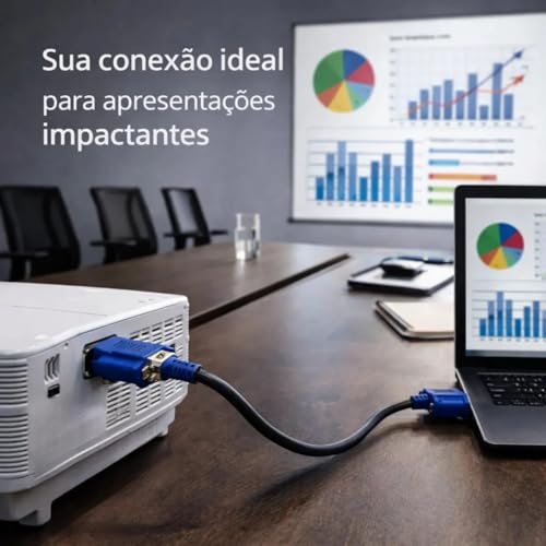 Cabo Vga 1,5m Macho X Macho Com Filtro Para Monitor Pc Tv Projetor Notebook 15 Pinos Conexão Estável Imagem Nítida Compatível Com Tela Externa Uso Residencial Profissional Full HD