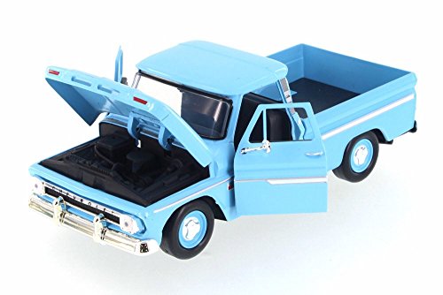 Motor Max 1966 Chevy C10 Fleetside Pickup, Light Blue 73355AC/LBU - 1/24 Scale Diecast Model Toy Car