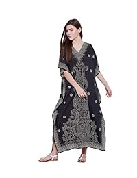 Goood Times - Vestido largo de Kaftan Kimono para mujer, color negro, talla grande, de caftán