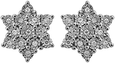 Raksha Bandhan Gifts Star Shape Earring for Women : Sterling Silver Star Illusion Plate 0.13ct Diamond Rhodium studs earrings