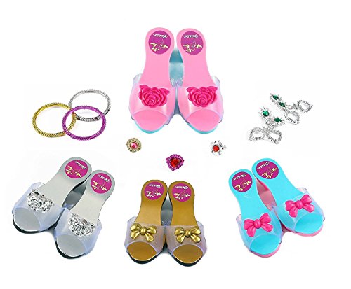 Super star 19 piece Dress up Shoes and Jewelry set - Fashion Girl Princess Dress Up and Role Play Collection Shoe set and Jewelry Boutique - Thumbnail 2
