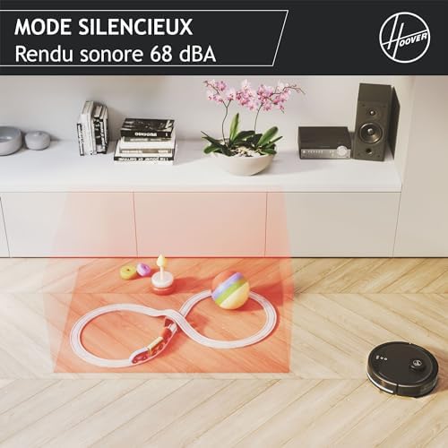 HG530H Robot Aspirateur Wet & Dry Aspire et Nettoie, Brosse XL, Grande Autonomie 90min, Puissant, Ultra Silencieux 68 dBA, Capteurs Anti Chute, Station de Recharge, Programmable, Application