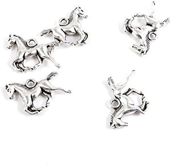 10 x Antique Silver Tone Jewelry Making Charms Findings Handmade Necklace Bracelet Bulk Lots Supplier Supply Crafting C6KQ4 Horse