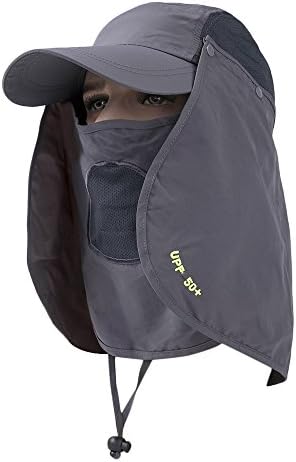 Dolphineshow UV 50+ Sun Protection Hat Outdoor Sun Hat Fishing Hat with Removable Neck&amp;Face Flap Cover For Men and Women