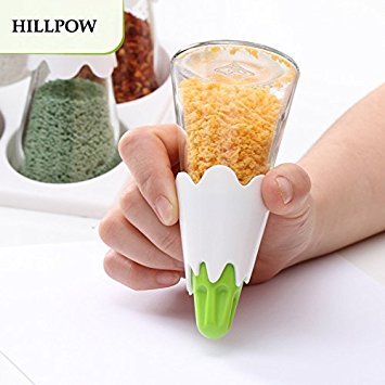 HILLPOW Spice Jars Storage Rack Seasonings Set 6 Glass Cute Pencil Shape Salt and Pepper Shakers for Kitchen Storage