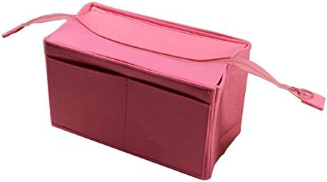 [Fits Neverfull MM/Speedy 30, Pink] Felt Organizer (with Top Zipper), Bag in Bag, Wool Purse Insert, Customized Tote Organize, Cosmetic Makeup Diaper Handbag
