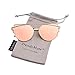 TrendyMate-Womens Street Fashion Metal Twin Beam Flat Mirror Lens Cat Eye Sunglasses