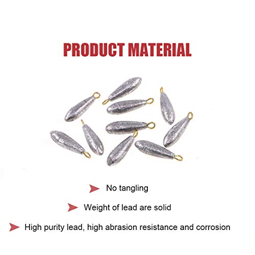 Hilitchi Raindrop Bullet Streamlined Shape Fishing Weights Bullet