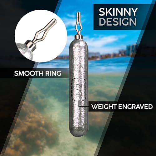 Reaction Tackle Drop Shot Weights Saltwater and Freshwater Dropshot  Fishing Sinkers Skinny Pencil Shaped