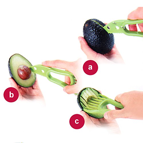 Fruit Slicer Peeler Set of 5 - Stainless Watermelon Slicer, Pineapple Corer, Avocado Slicer, Carving Knife and Melon Baller Scoop, Strawberry Huller, Kitchen Tools Gadgets Fruit Cutter by Hapree