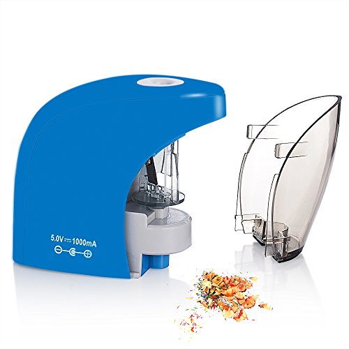 Electric Pencil Sharpener, Pencil Sharpener with Auto Safe Feature,Portable Electric Sharpener for Home/School/Classroom/Office,USB or 2AA Batteries Operated (Blue)
