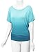 WT990 Womens Round Neck Short Sleeve Dip-Dye Dolman Top XXL Aqua
