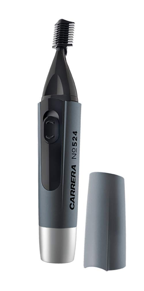 CARRERA Nose Hair Trimmer Eyebrow Razor No 524 | Stainless Steel Cutting System | Attachment 4 mm 8 mm | Spotlight