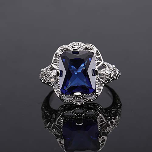 Huge Natural 3.5Ct Tanzanite 925 Silver Ring Women Wedding Engagement (mazarine #6)