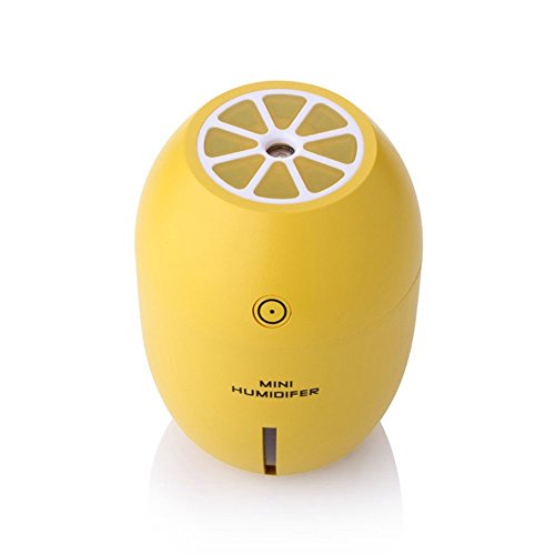 Gefee Lemon Shape USB Mute Spray Air Humidifier Car Air Humidifiers Cool Mist Car Air Purifier Steam Diffuser With Night Light (Yellow)