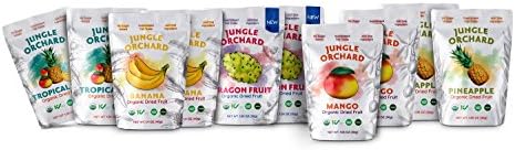 Jungle Orchard Fair Trade Organic Dried Fruit, Variety Small 1.05 oz 10 Pack (Yellow Dragon Fruit, Mango, Pineapple, Banana, Tropical Mix)