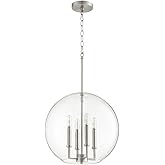 Quorum 873-4-65 Transitional Four Light Pendant in Pewter, Nickel, Silver Finish,