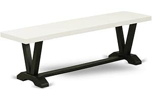 East West Furniture VB626 V-Style Modern Dining Table Bench with Solid Wood Seat, 60x15x18 Inch, Multi-Color