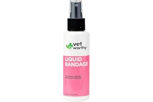 Vet Worthy Liquid Bandage for Dogs - Seal and Protect Minor Wounds - Dog Wound Care Solution to Help Soothe, Protect, and Seal Minor Cuts and Scrapes of Dogs First Aid Dog Spray with Aloe Vera - 4oz