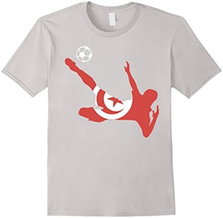 Men's Soccer Football Tunisia Flag sport T shirt Medium Silver