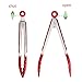 KEKU Stainless Steel Silicone Kitchen Tongs,Set of 3-7, 9, 12 Inch Heavy Duty Non-stickTongs for Barbeque, Cooking, Grilling Turner,RED