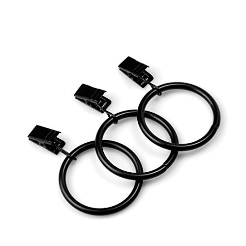 Umikk 42pcs Rings Curtain Clips,Curtain Rings with Rustproof Clips,Clips to Hang Outdoor Curtain,Vintage Black (38mm/1.5 Inch Interior Diameter )