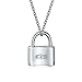 Functional Lock Pendant Charm Polished 925 Sterling Silver Engravable Necklace For Women Chain 16 Inches