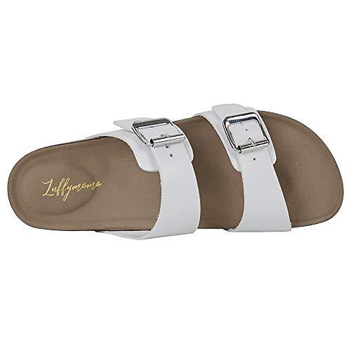 LUFFYMOMO Womens Slide Sole Sandals Cork Footbed Adjustable Stap Buckle