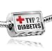 Charm Medical Alert, type 2 diabetes - Bead Fit All European Bracelets , Neonbl