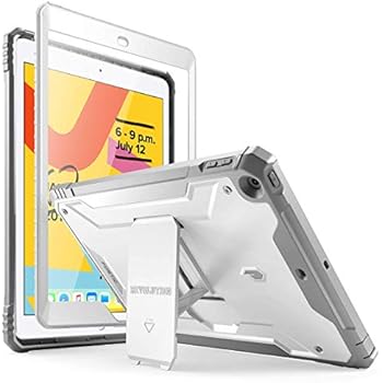 iPad 10.2 2019 Case, Poetic Full-Body Heavy Duty Shockproof Protective Cover with Kickstand, Built-in Screen Protector, Revolution, for Apple iPad 10.2 inch (7th Gen, 2019 Release), White