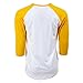 Rich Cotton Raglan T-Shirts (S, White/Yellow)