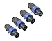Devinal Professional SpeakOn Speaker Adapter Connectors 4 Pole Plug Twist Lock Compatible with Neutrik Speakon NA4LJ, NA4LJX, NL4MP, NL4MPR, NL4FC, NL4FX, NL4 Series, Speak-On- 4 Pack