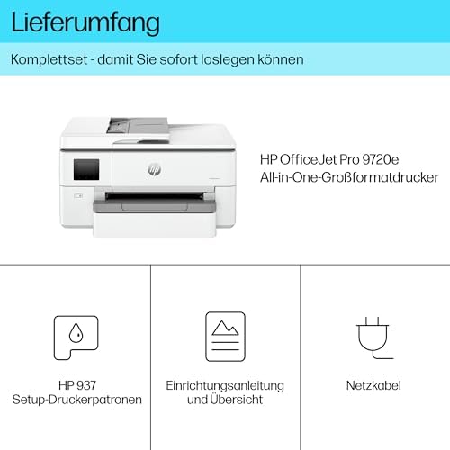 OfficeJet Pro 9720e A3-Multifunktionsdrucker, Drucken bis A3, 3 Monate gratis drucken Instant Ink inklusive, Drucker, Scanner, Kopierer, WLAN, LAN