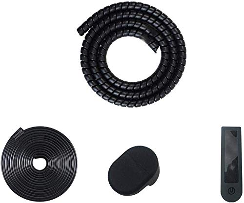 LINGHUANG 4-piece Scooter Accessories Protection for Xiaomi Mijia M365 Electric Scooter :Cable Protector +Bumper Proof Decorative Strips + Mudguard Hook Rubber Cap + Dashboard Silicone Cover (Black)