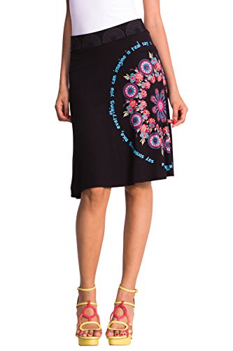 Desigual Women's Cable Woman Knitted Skirt Knee, Black, Medium
