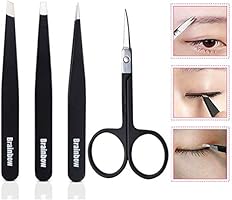 Brainbow Eyebrow Tweezers Scissors Set With Travel Case False