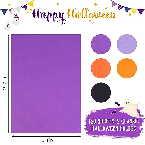 Shindel 120 Sheets Tissue Paper for Halloween, Halloween Wrapping Paper 19.7 x 13.8 Inch Gift Wrapping Paper for Halloween DIY Crafts Gift Box Wrapping 5 Colors