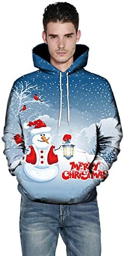 kaifongfu Hoodies Tops Women 3D Christmas Print Blouse Shirts Long Sleeve