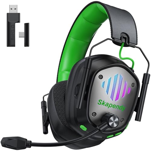 Wireless Gaming Headset for PC, PS5, PS4, Switch, Mac, Mobile Phone, USB&Type-C 2.4GHz Gaming Headphones with ENC Noise Cancelling Mic, 50mm Drivers, 3D Surround Sound, Cool RGB Light, 50H GameTime