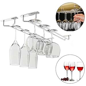 Soporte para copas de vino debajo del gabinete (4 piezas) con tornillos