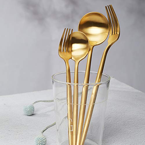 HF HOFTEN Luxury Gold Silverware Set, 20Piece Golden Stainless Steel